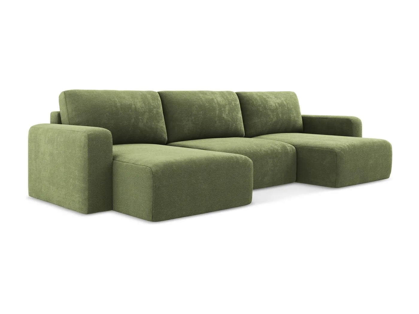 Wohnlandschaft mit Schlaffunktion - / - Chenille - Grün - KONA