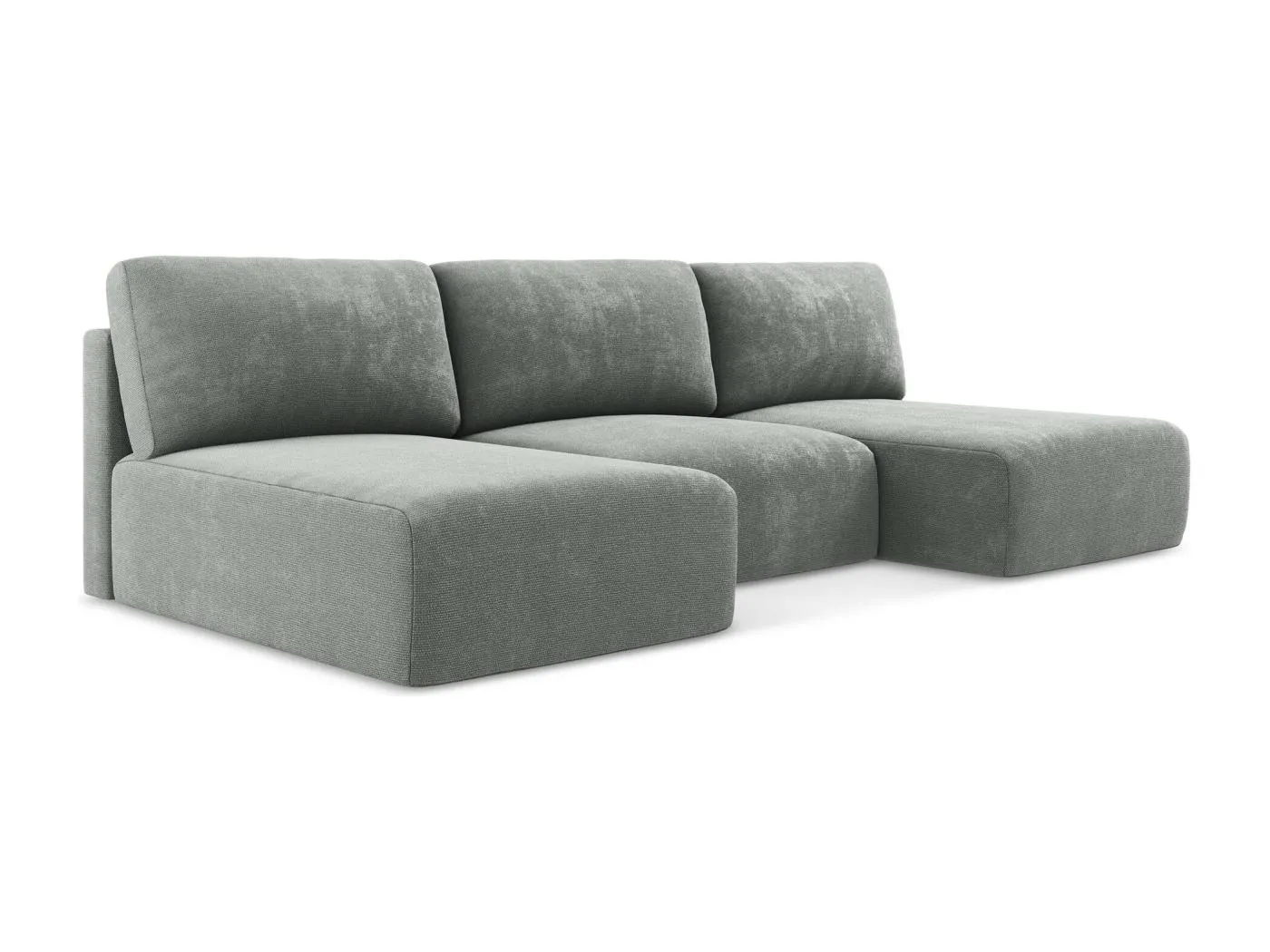 Wohnlandschaft ohne Armlehne mit Schlaffunktion - / - Chenille - Grau - KONA