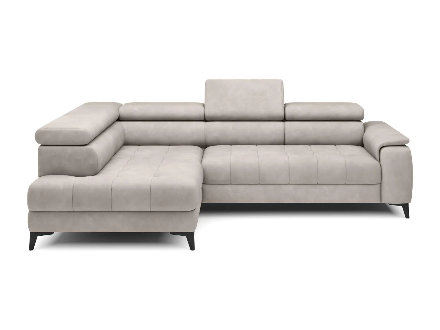 DomoHome Ecksofa Freistehend Mit Schlaffunktion Und Verstellbaren Kopfstützen, Chaiselongue, Linke Seite, 278×197×76/98 cm, Stoffbezug In Esche