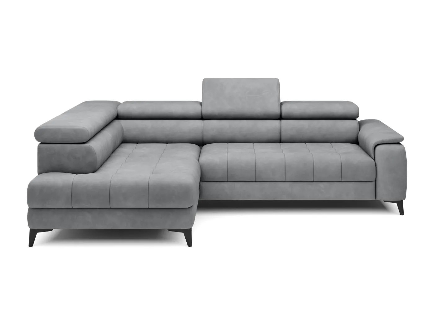 DomoHome Ecksofa Freistehend Mit Schlaffunktion Und Verstellbaren Kopfstützen, Chaiselongue, Linke Seite, 278×197×76/98 cm, Stoffbezug In Hellgrau