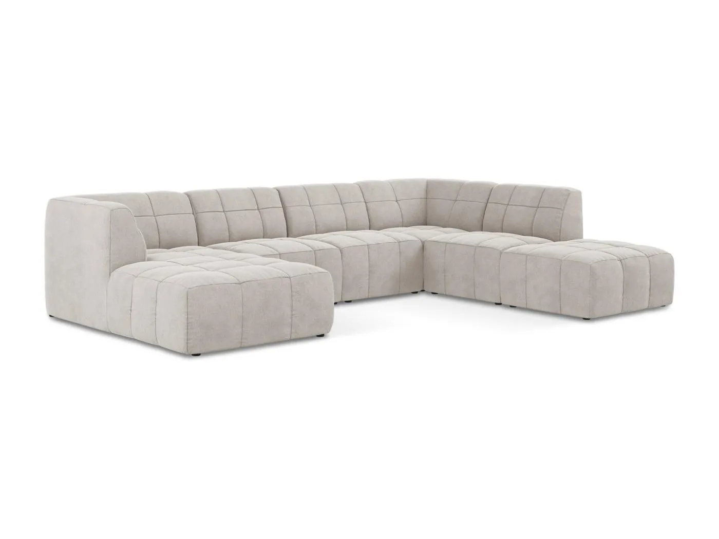 Große Wohnlandschaft - - Samt - Hell beige - ALOHA