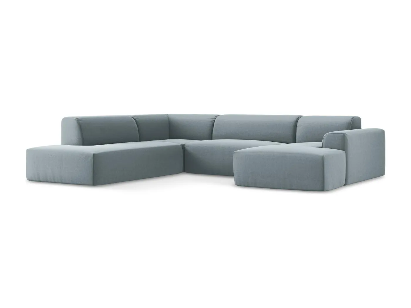 Große Wohnlandschaft Links - - Samt - Hellblau - KELI