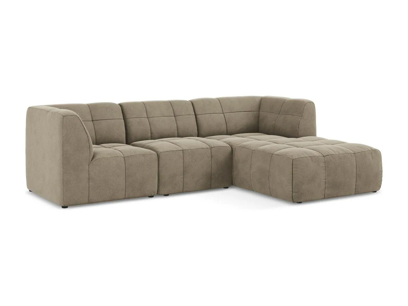 3-Sitzer Modulares Ecksofa - Ecke Rechts - Samt - Beige - ALOHA