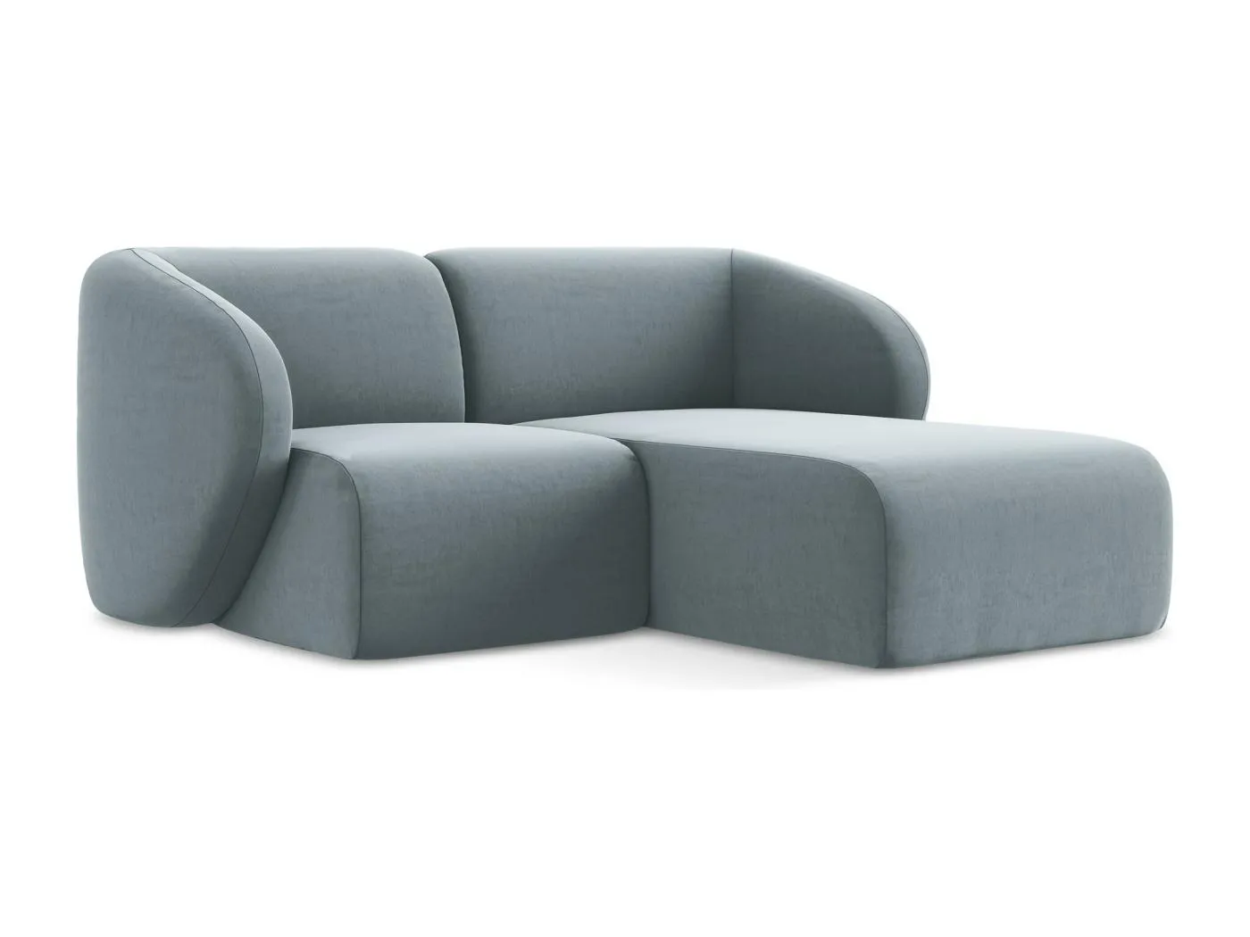 2,5-Sitzer Modulares Ecksofa - Ecke Rechts - Samt - Hellblau - LANI