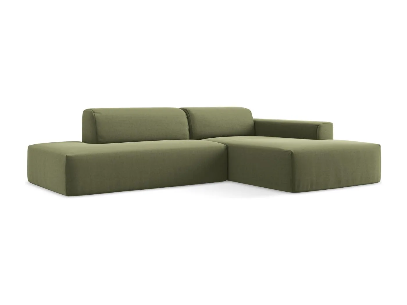3-Sitzer Modulares Ecksofa - Ecke Links - Samt - Olive - KELI