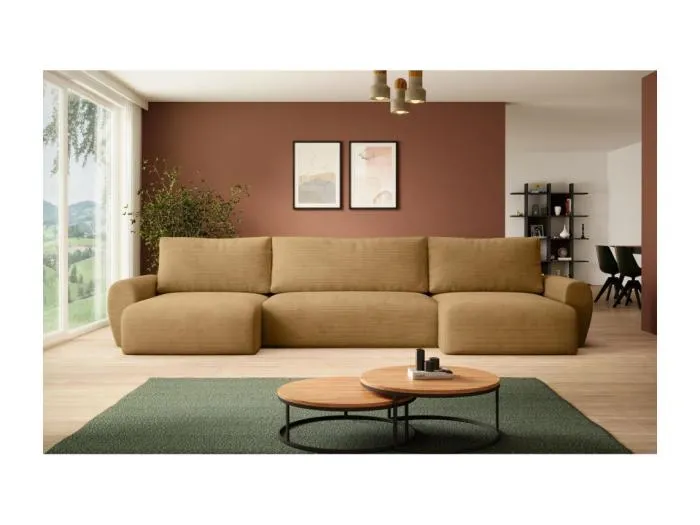 WOHNLANDSCHAFT mit Schlaffunktion Poss U gelb