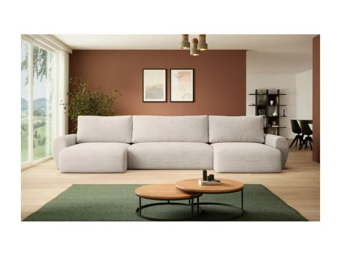 WOHNLANDSCHAFT mit Schlaffunktion Poss U beige