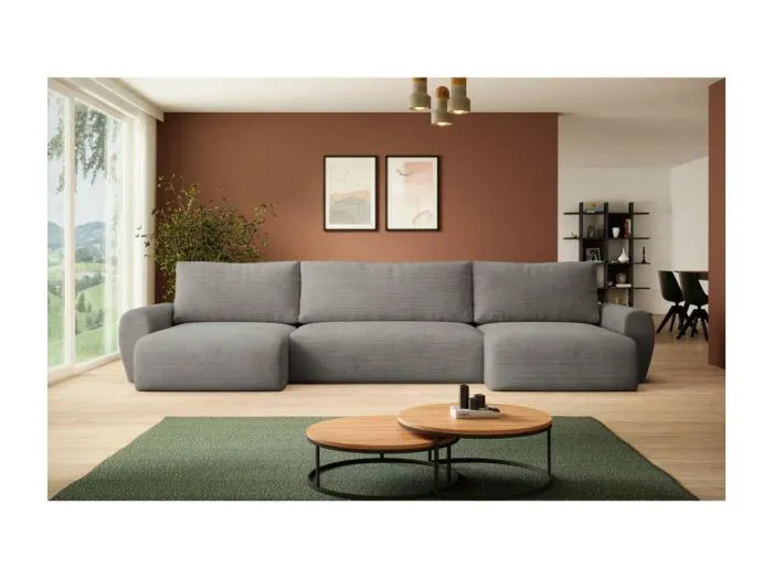 WOHNLANDSCHAFT mit Schlaffunktion Poss U grau