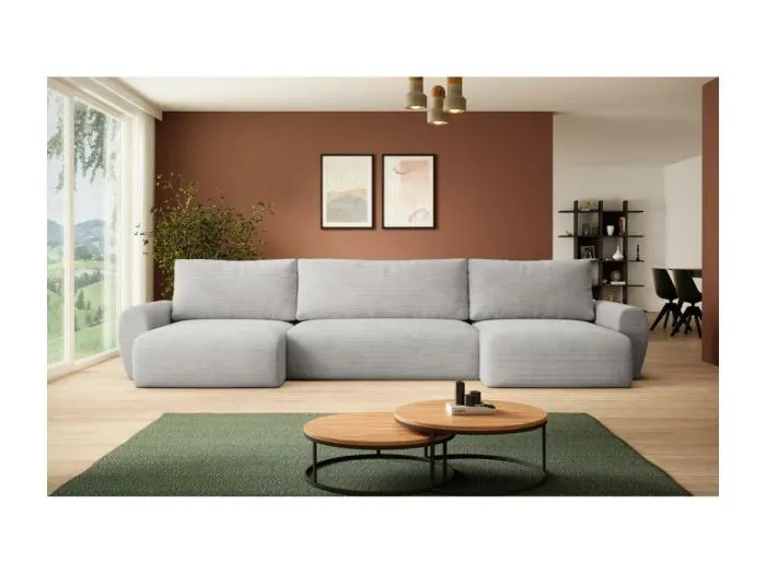 WOHNLANDSCHAFT mit Schlaffunktion Poss U hellgrau