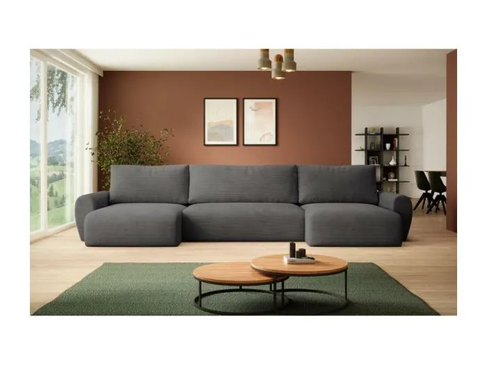 WOHNLANDSCHAFT mit Schlaffunktion Poss U dunkelgrau