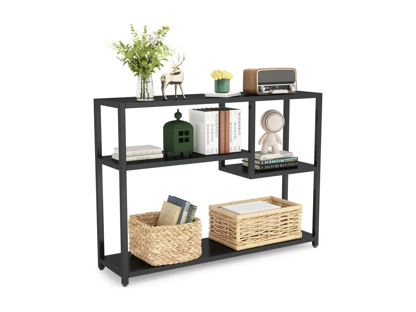 Schwarze kleine Eingangstürschrank mit Ablagefächern, 108 cm