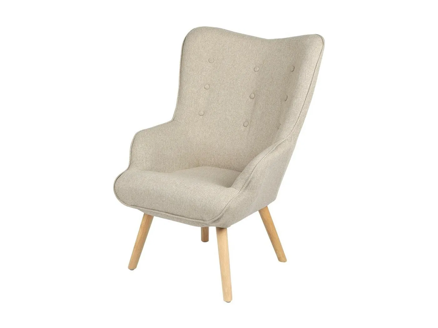 Beige Stoffsessel mit Holzbeinen aus der Kollektion ENJOY. Skandinavischer Stil.