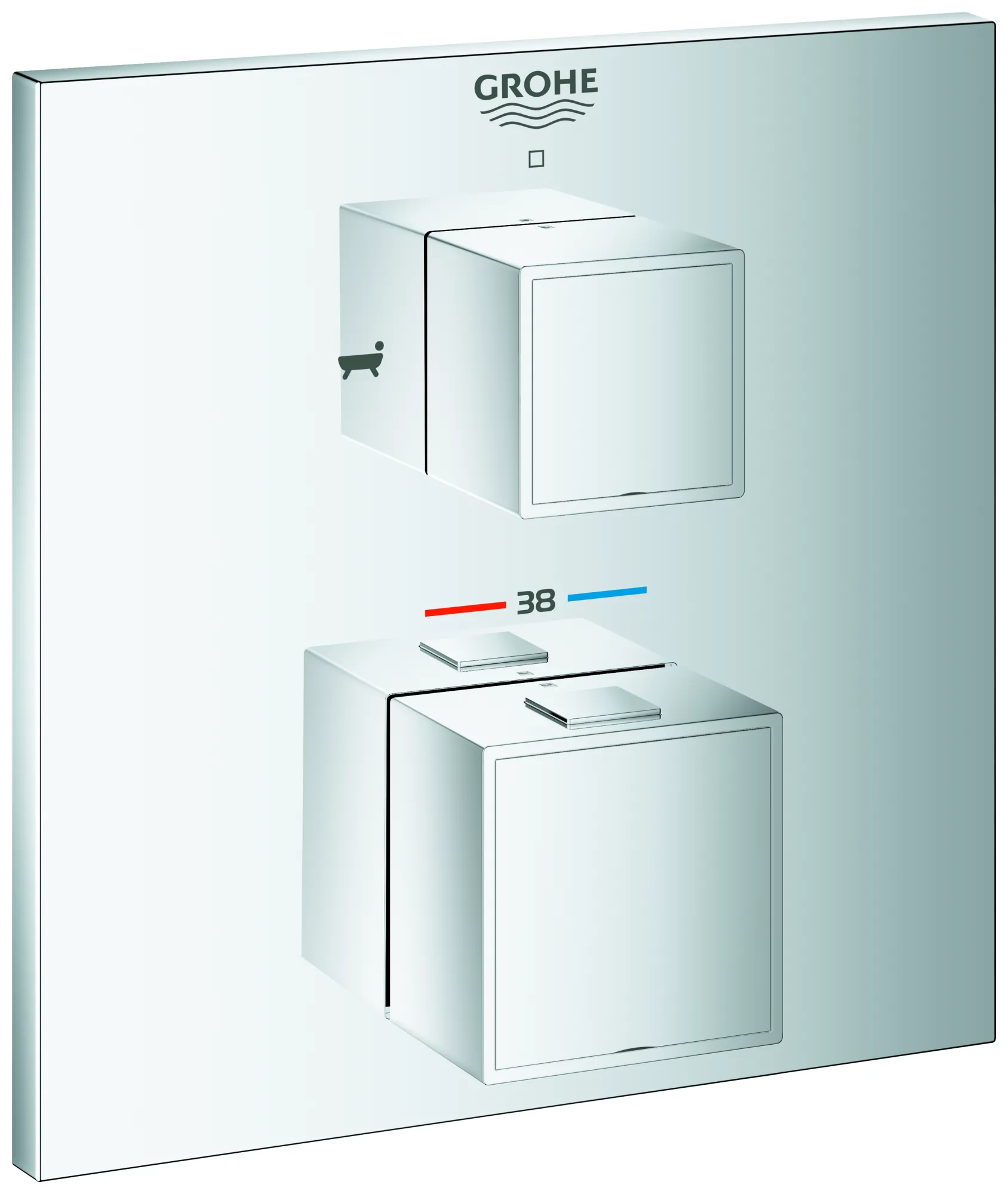 Thermostat-Wannenbatterie Grohtherm Cube 24155, mit integrierter 2-Wege-Umstellung, Fertigmontageset für Rapido SmartBox, chrom