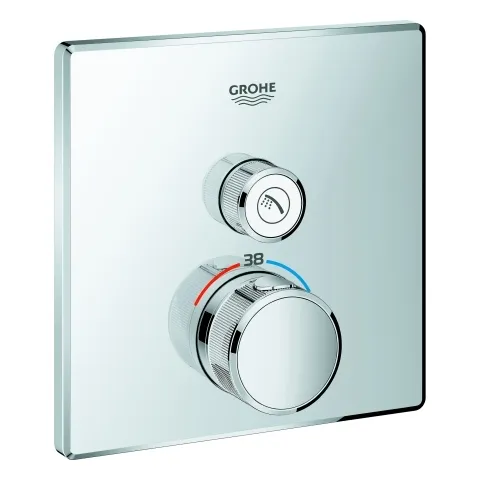 Thermostat Grohtherm SmartControl 29123, mit einem Absperrventil, Fertigmontageset für Rapido SmartBox, Wandrosette eckig, chrom