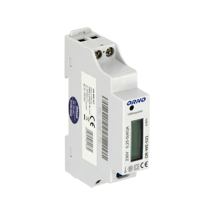 1-Phasen-Elektrizitätszähler, 10A MID, Impulsausgang, beleuchtet, 1 Modul, DIN TH-35mm ORNO