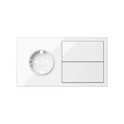 2-fach Rahmen Steckdose + 2x Wippe weiß Simon 100