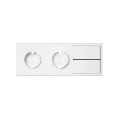 3-fach Panel 2x Steckdose + 2x Wippe matt weiß Simon 100