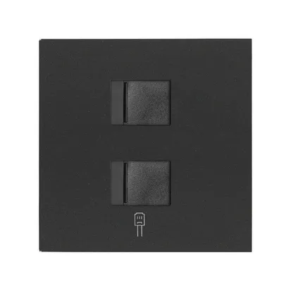 Abdeckung für Netzwerkdose RJ45 2x (Mechanismus) matt schwarz Simon 100