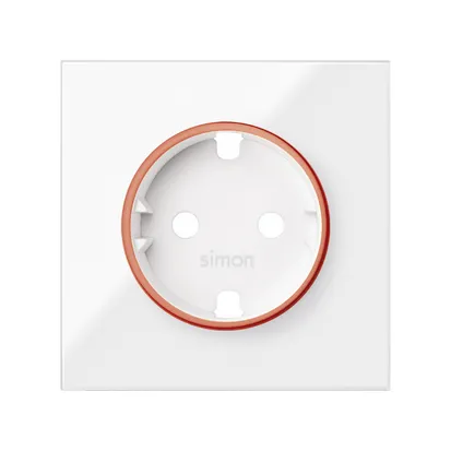 Abdeckung für Schuko-Steckdose mit rotem Ring weiß Simon 100