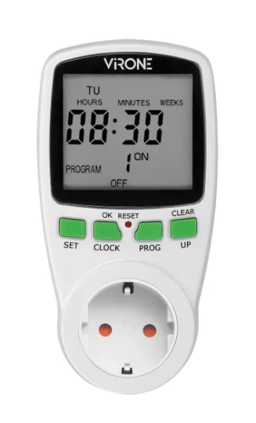 Elektronische Zeitschaltuhr mit LCD-Anzeige weiß DT-1(GS) Orno