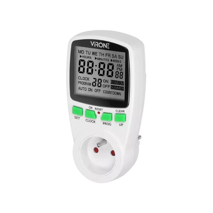 Elektronische Zeitschaltuhr mit LCD-Anzeige weiß DT-1 Orno