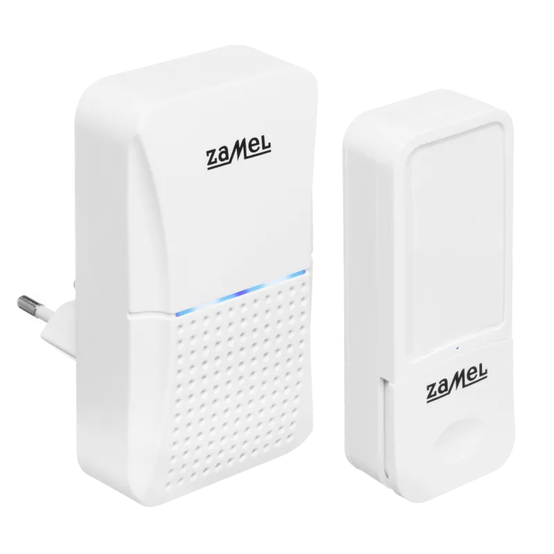 Kabellose kinetische Netzklingel mit batterielosem Druckknopf SAMBA II weiß ST-955 Zamel