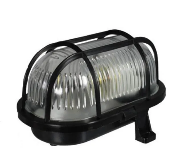 Kanalleuchte OWAL 60W E27 mit Kunststoffgitter IP44 schwarz D.3151C