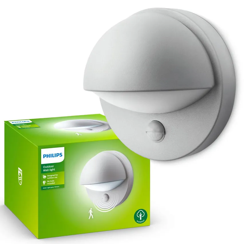 MyGarden June Fassadenleuchte mit Bewegungssensor E27 grau IP44 Philips