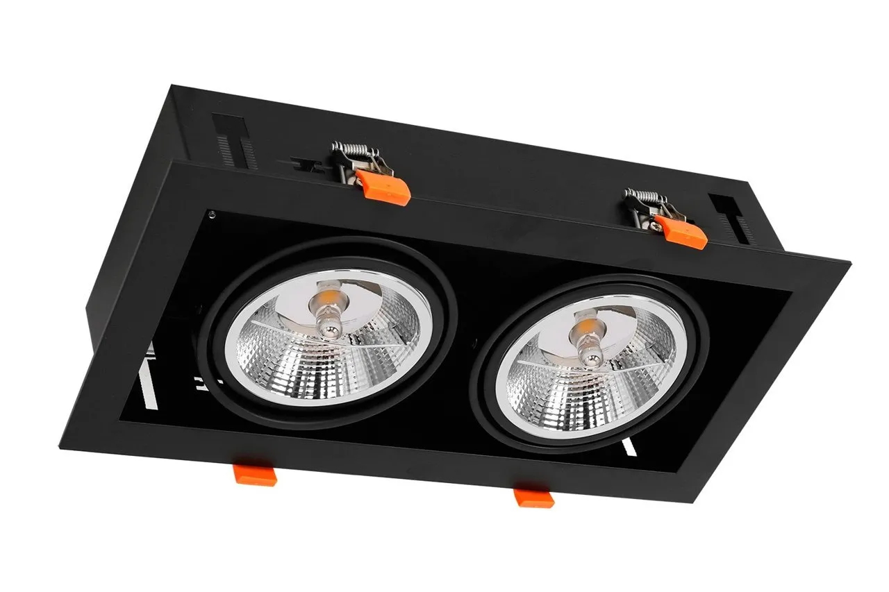PLAZA Unterputz-Einbauleuchte 2xGU10 AR111 Schwarz ML4742 Milagro