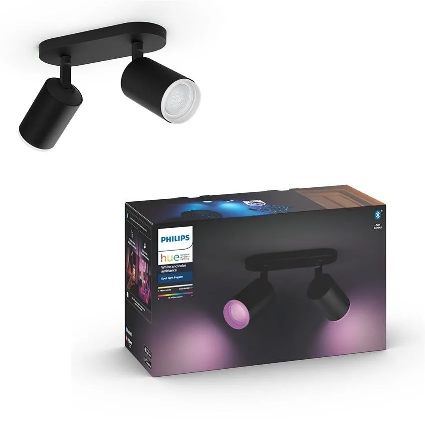 Philips Hue Doppelspot schwarz Fugato 2xGU10 5,5W White and color ambiance Bluetooth