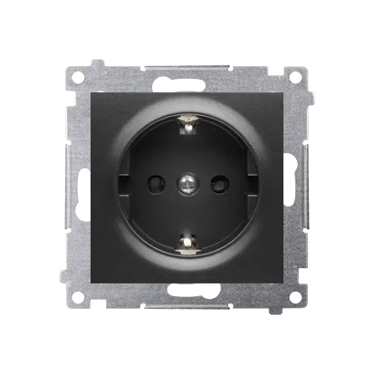Simon 54 Premium Schuko-Steckdose schwarz mit Schutzbeschaltung (Modul) Schraubklemmen, DGSz1Z.01/49