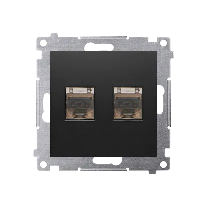 Simon 54 Premium schwarz Doppelte RJ45 Kat. 6 geschirmte Computerdose mit Shutter D62E.01/49