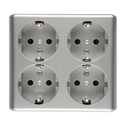 Steckdose 4-fach Aufputzmontage - skandinavische Version silber matt metallisch EGSZ4SNZ/43