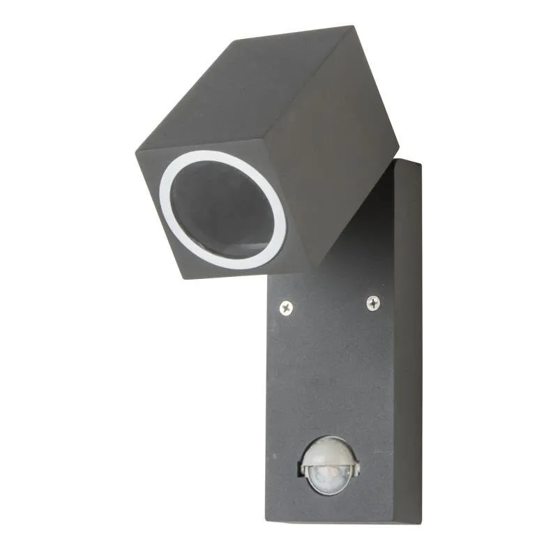 Wandleuchte Garten mit dem Bewegungsmelder QUAZAR 15 LX GU10 grau IP44 Kobi