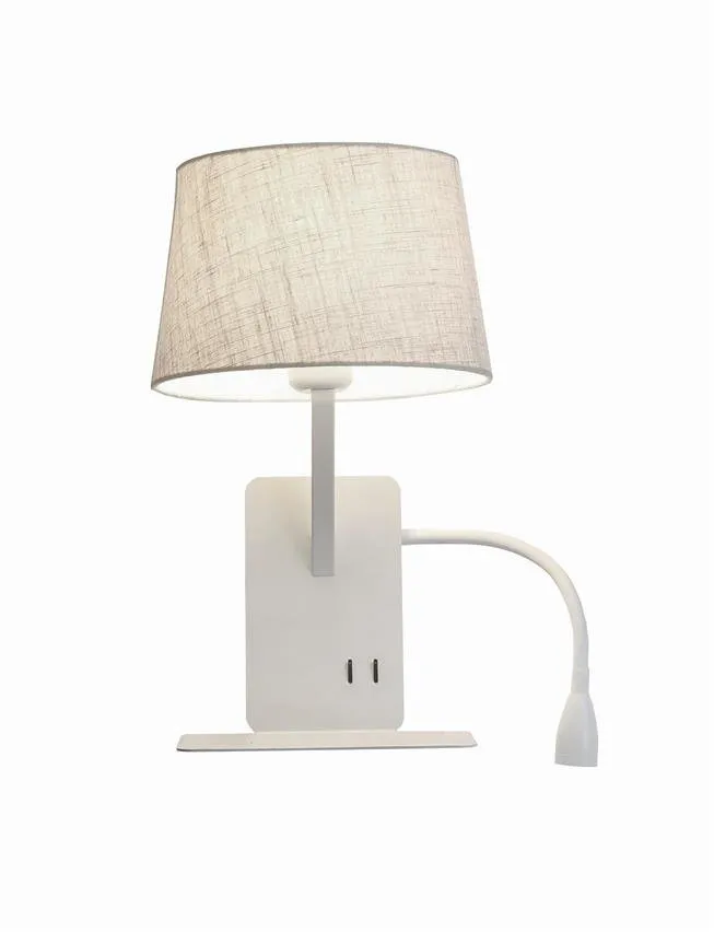 Wandleuchte mit Regal weiß rechts Dakota E27 + LED 3W Licht Prestige LP-2121 / 1W R WH