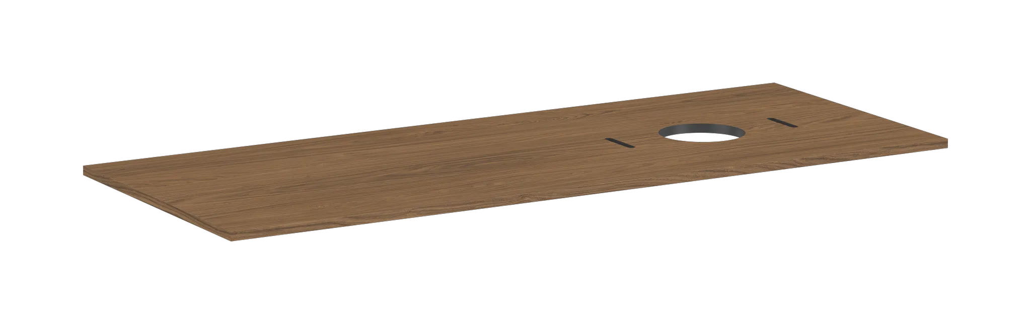 Xilesa E Konsole 1375/550 mit Ausschnitt rechts für Ausatzwaschtisch ohne Hahnloch, Eiche Kaschmir