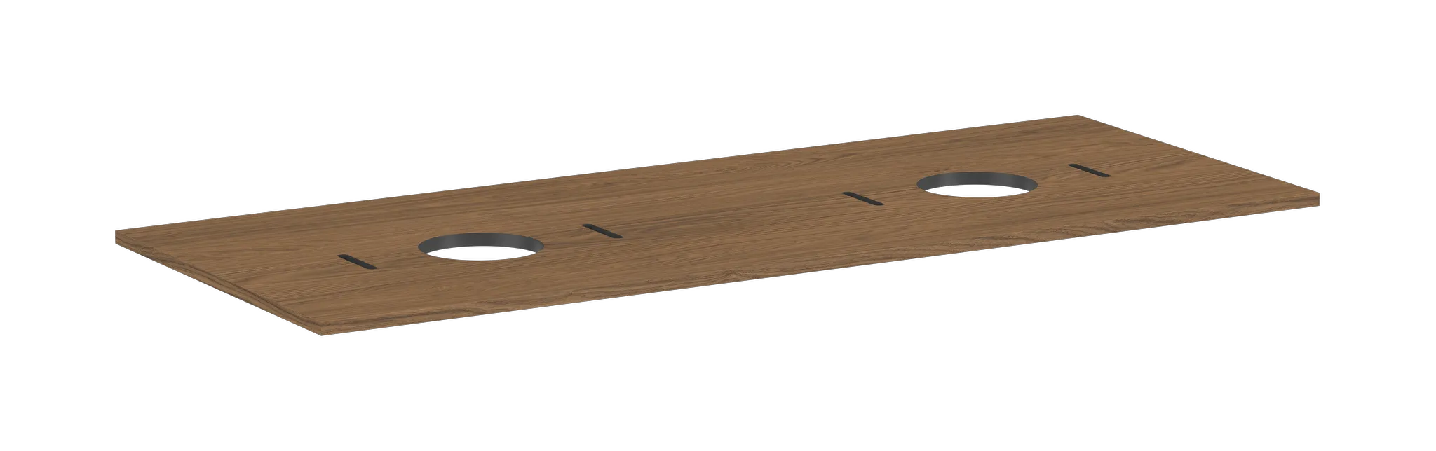 Xilesa E Konsole 1375/550 mit 2 Ausschnitten für Ausatzwaschtisch ohne Hahnloch, Eiche Kaschmir