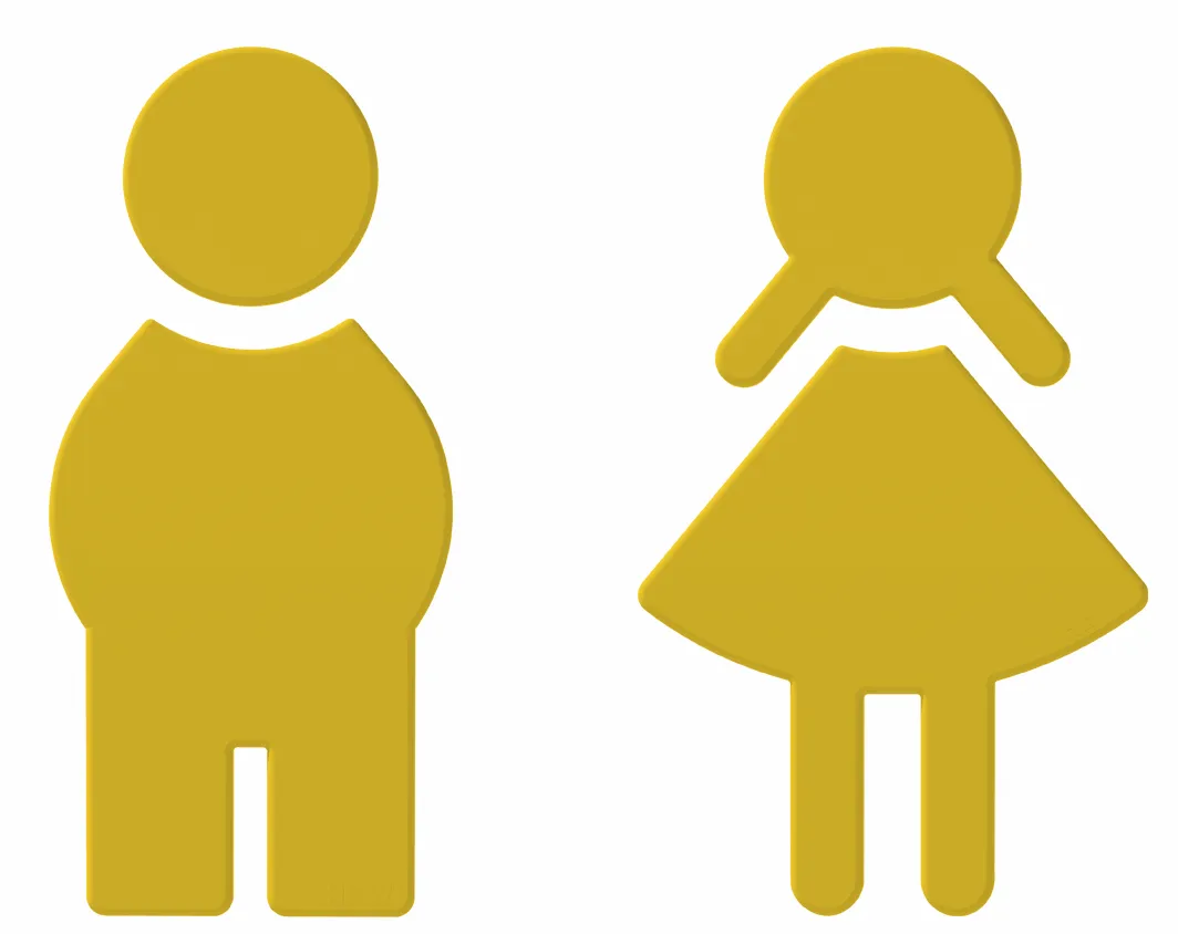 Symbol Set Frau und Mann, Polyamid, hochglänzend, selbstklebend, in Farbe 18 (Senfgelb)