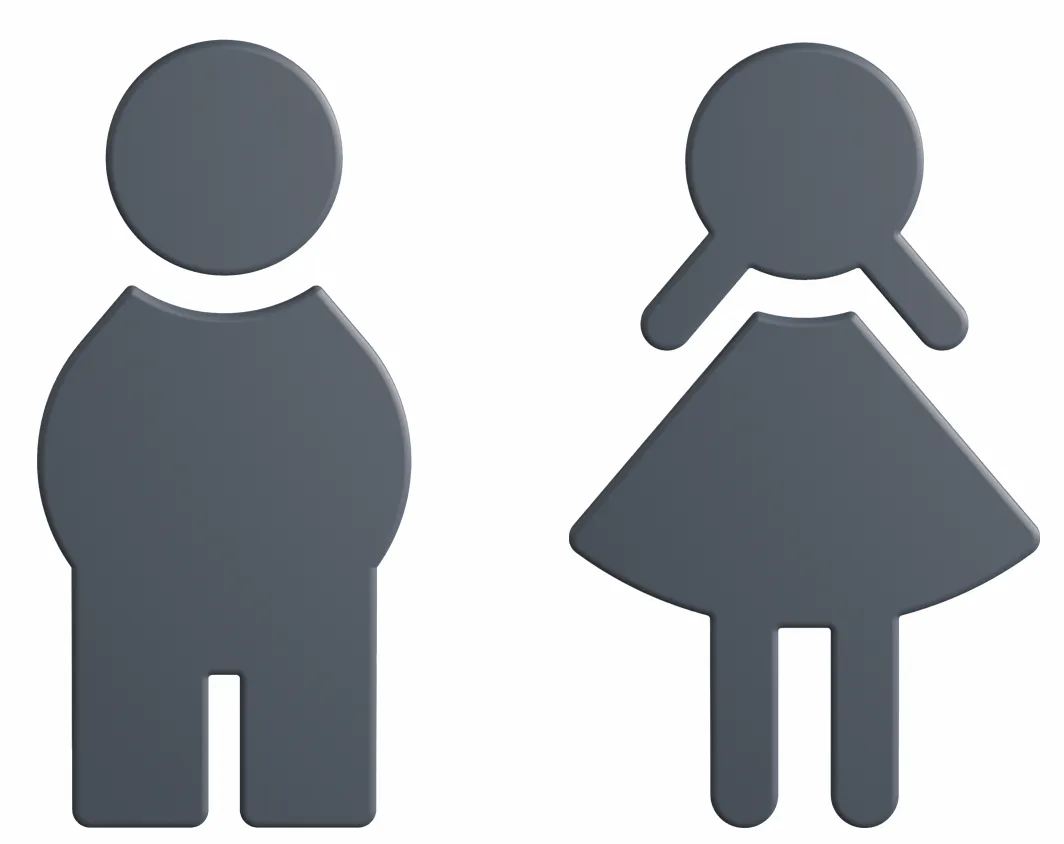 Symbol Set Frau und Mann, Polyamid, matt, selbstklebend, in Farbe 90 (Tiefschwarz)