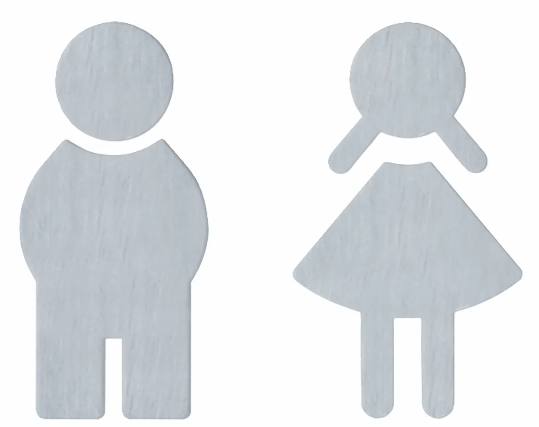 Symbol Set Frau und Mann, Edelstahl, matt geschliffen, selbstklebend