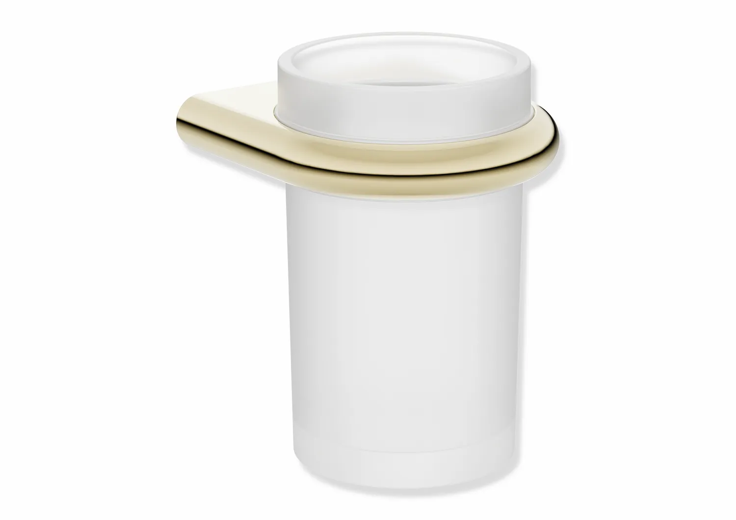 Glasbecher mit Halter, Halter aus Edelstahl, PVD beschichtet, Becher aus satiniertem Kristallglas, in Farbe CK (Messing glänzend)