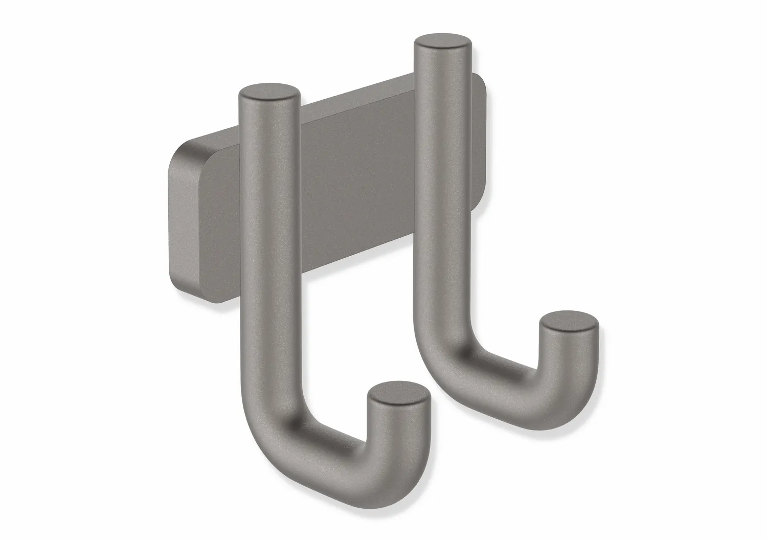 Doppelhaken, Edelstahl, pulverbeschichtet, 75 mm breit, 70 mm hoch, 47 mm tief, Durchmesser 11 mm, in Farbe DC (Schwarz tiefmatt)