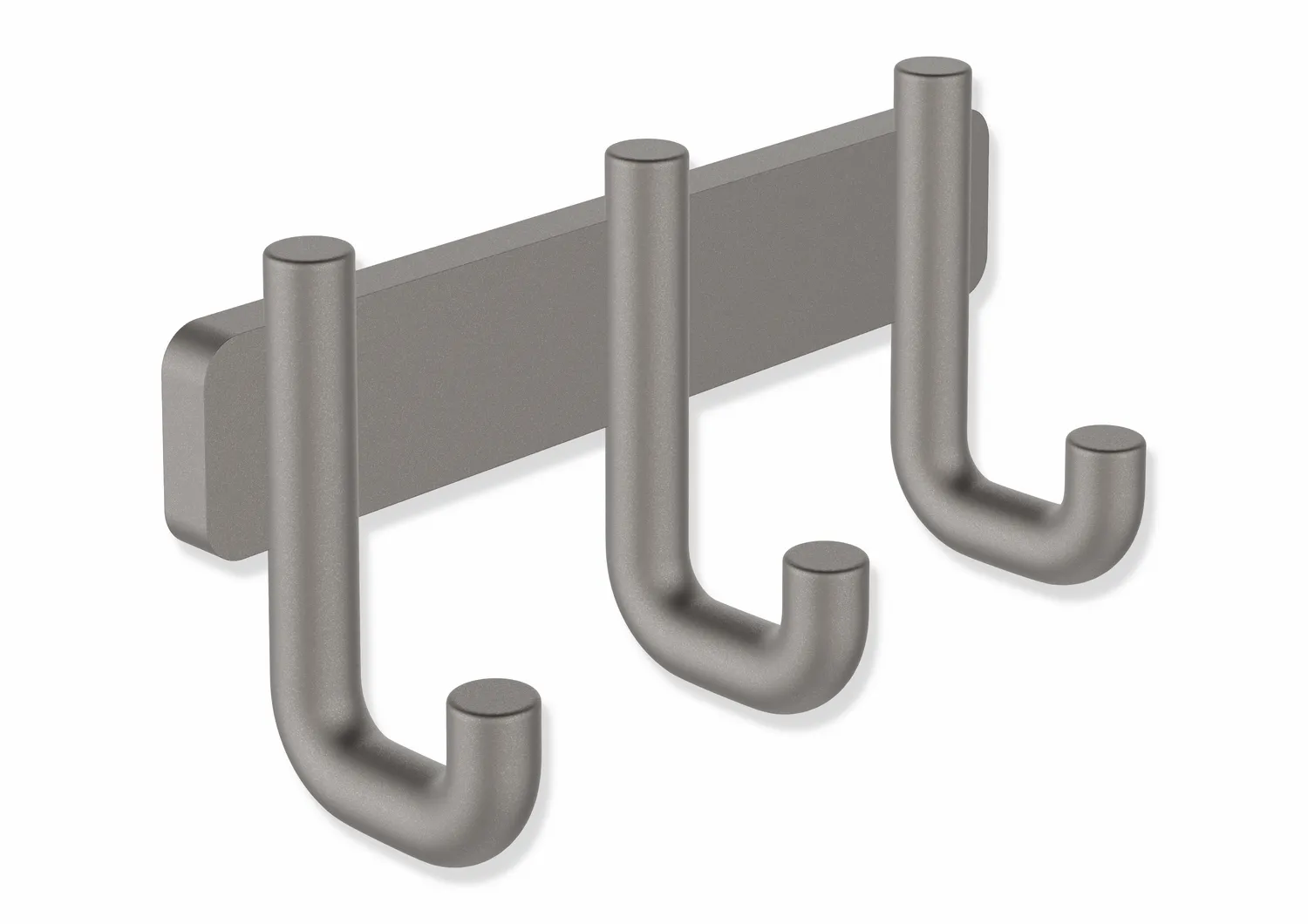 Hakenleiste, Edelstahl, pulverbeschichtet, 145 mm breit, 70 mm hoch, 47 mm tief, Durchmesser 11 mm, in Farbe DC (Schwarz tiefmatt)