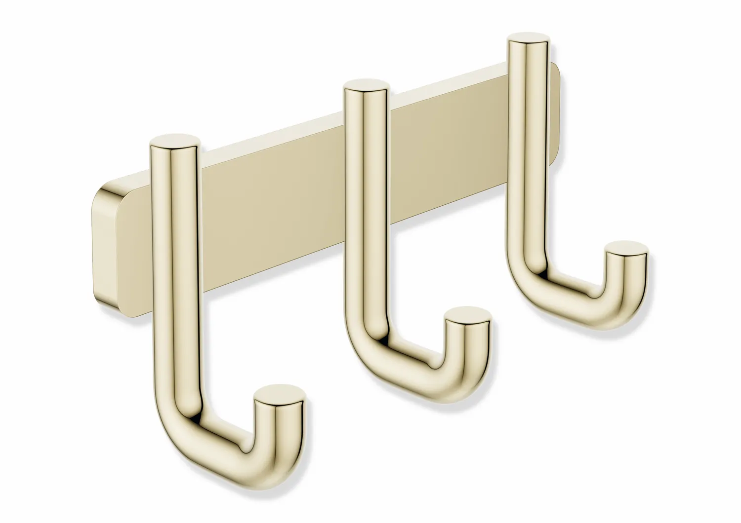 Hakenleiste, Edelstahl, PVD beschichtet, 145 mm breit, 70 mm hoch, 47 mm tief, Durchmesser 11 mm, in Farbe CK (Messing glänzend)