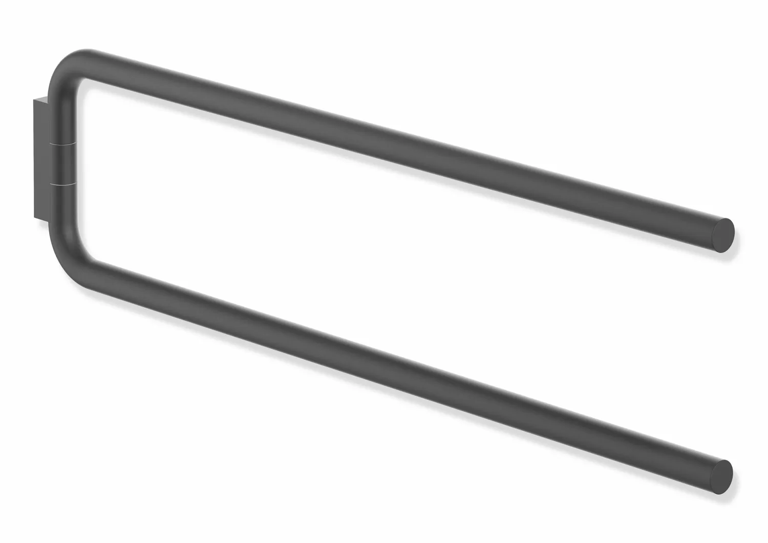 HEWI Handtuchhalter „Serie 480“, Befestigung verdeckt, 2-armig in Schwarz tiefmatt