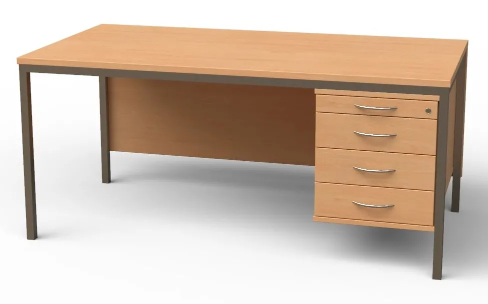 Baum & Hien Lehrerpult Modell 1 mit Frontblende und Hängecontainer