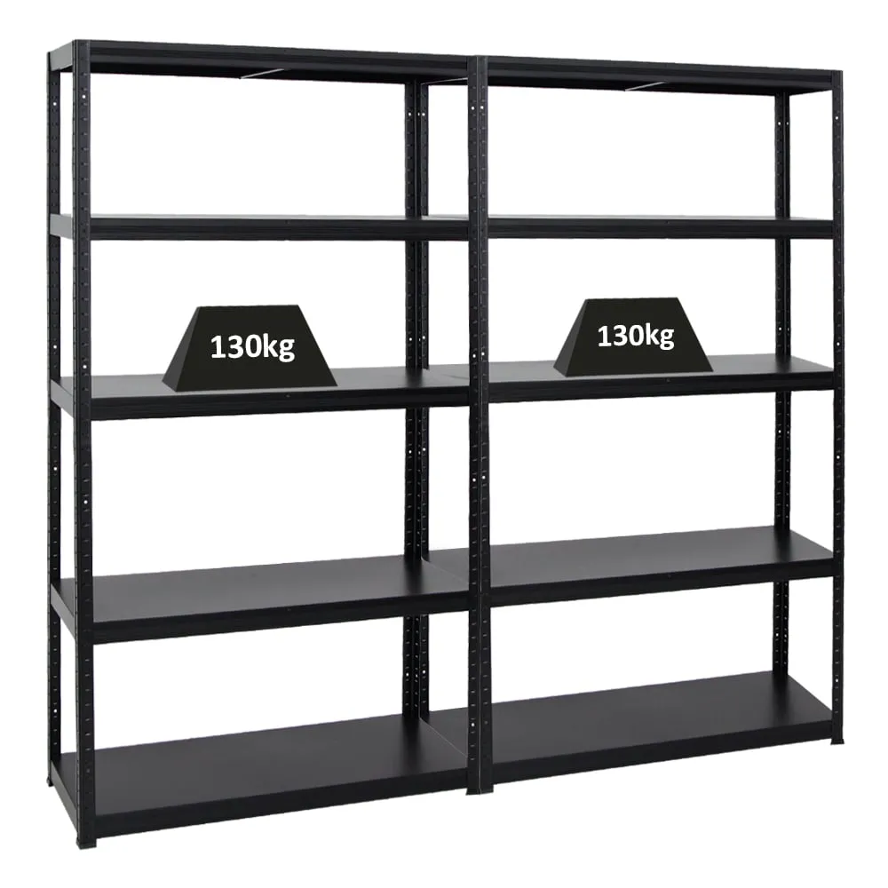 Mega Deal | 2x Schwerlastregal Steel Eagle | HxBxT 180x100x40 cm | Fachlast 130kg | Schwarz