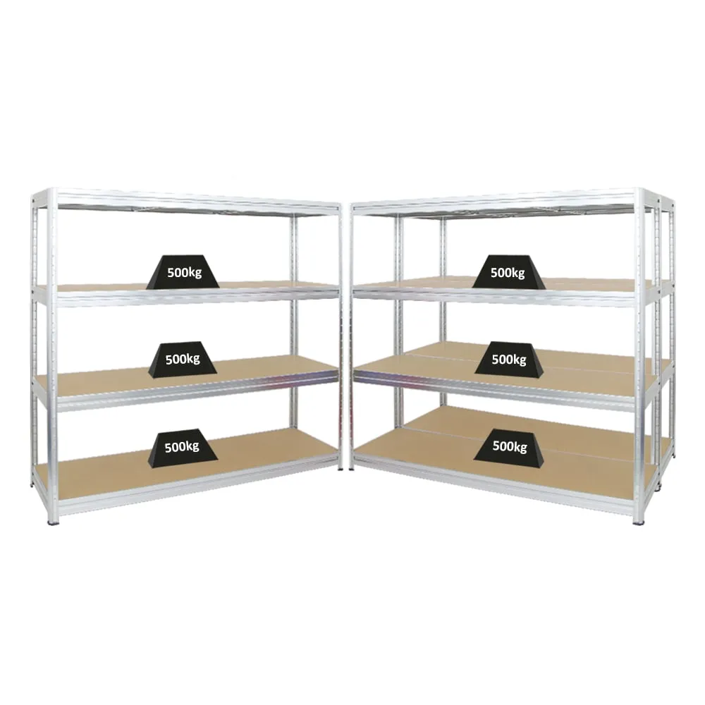 Mega Deal | 3x Schwerlastregal DINO | HxBxT 180x200x60 cm | 4 MDF-Platten-Ebenen 6,5 mm |  Fachlast 500kg | Verzinkt