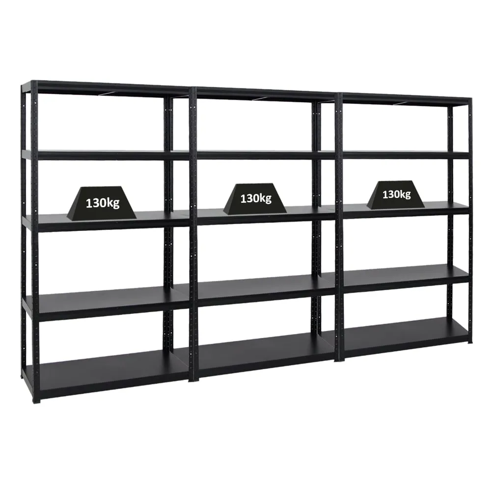 Mega Deal | 3x Schwerlastregal Steel Eagle  | HxBxT 180x100x40 cm |  Fachlast 130kg | Schwarz