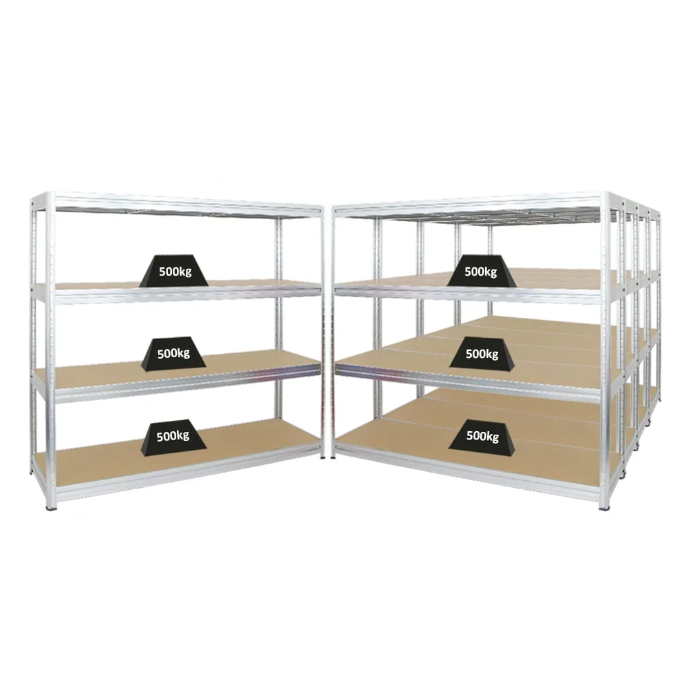 Mega Deal | 5x Schwerlastregal DINO | HxBxT 180x200x60 cm | 4 MDF-Platten-Ebenen 6,5 mm |  Fachlast 500kg | Verzinkt